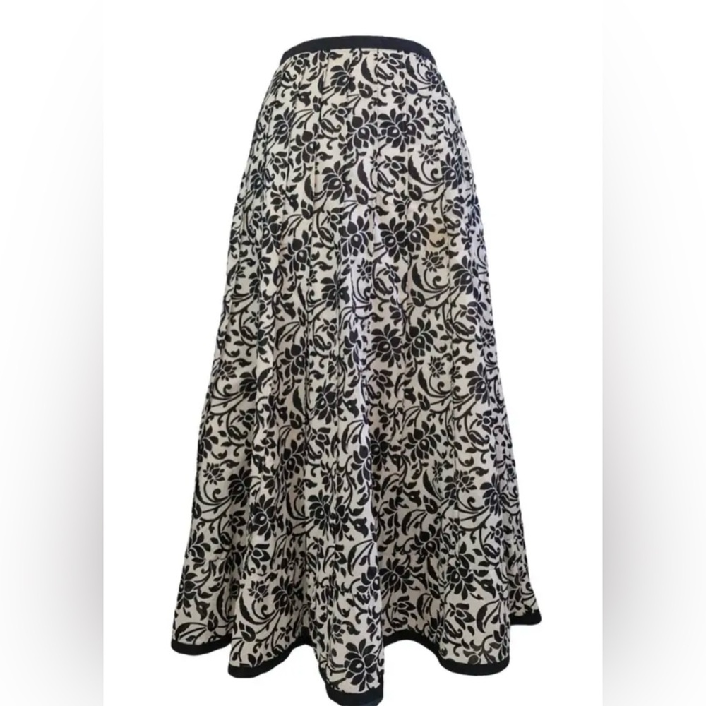 Lauren Ralph Lauren Black & Beige Floral A-Line Women's Maxi Skirt 12